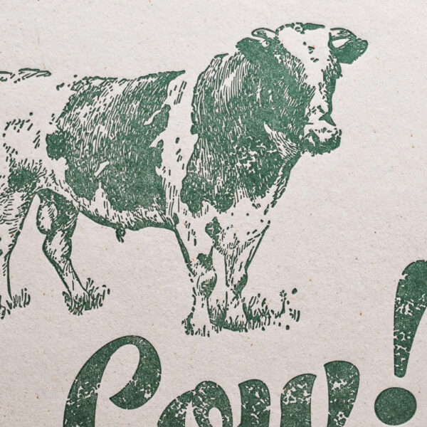Affiche artisanale Oh la Vache, imprimée en France